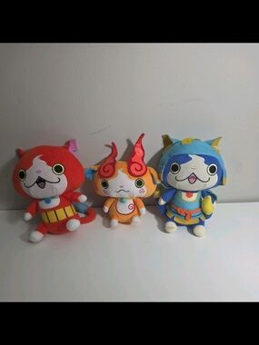 Source Unknown Red, Orange, Blue Yo-kai Style Plush Trio